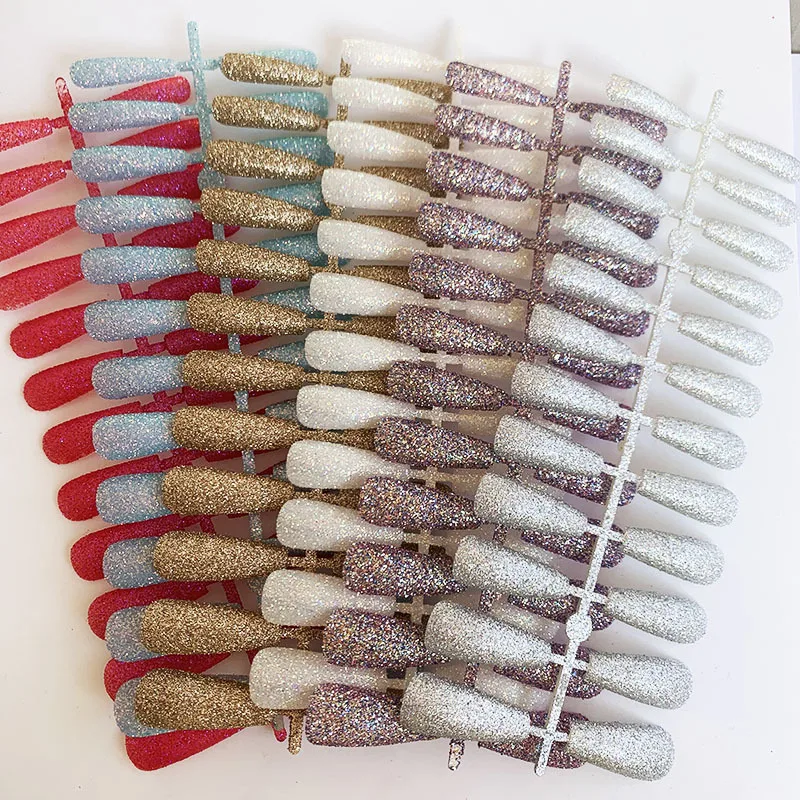 

Накладные ногти, матовые блестящие съемные накладные ногти, наращивание ногтей, маникюр, искусственные ногти с длинным покрытием, 24 шт.