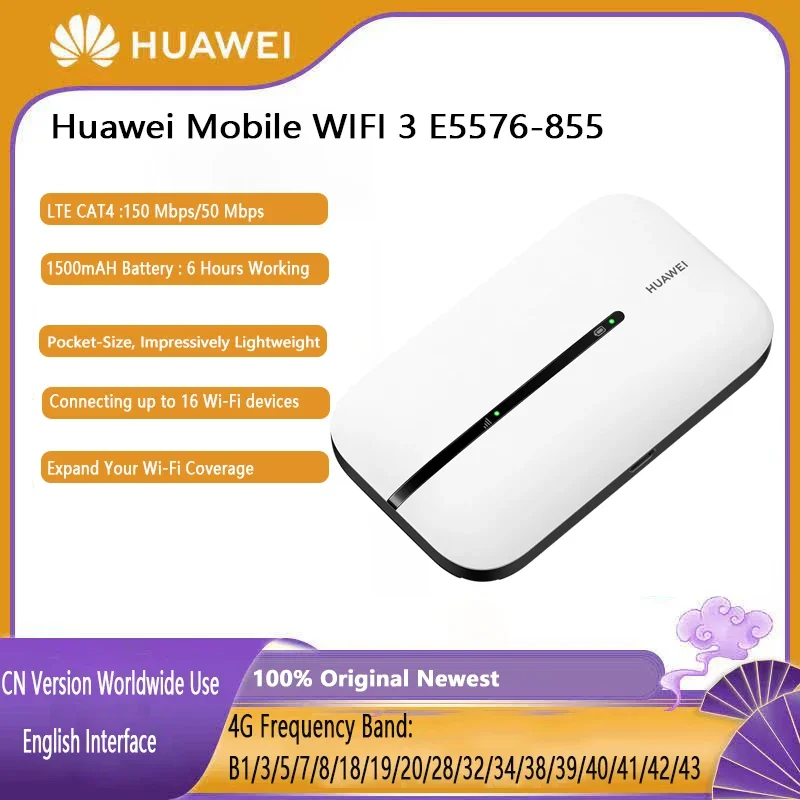

Huawei Mobile WIFI 3 E5576-855 Wireless WiFi Router 4G Lte Hotspot Network Devices Repeater Extender Signal Boosters