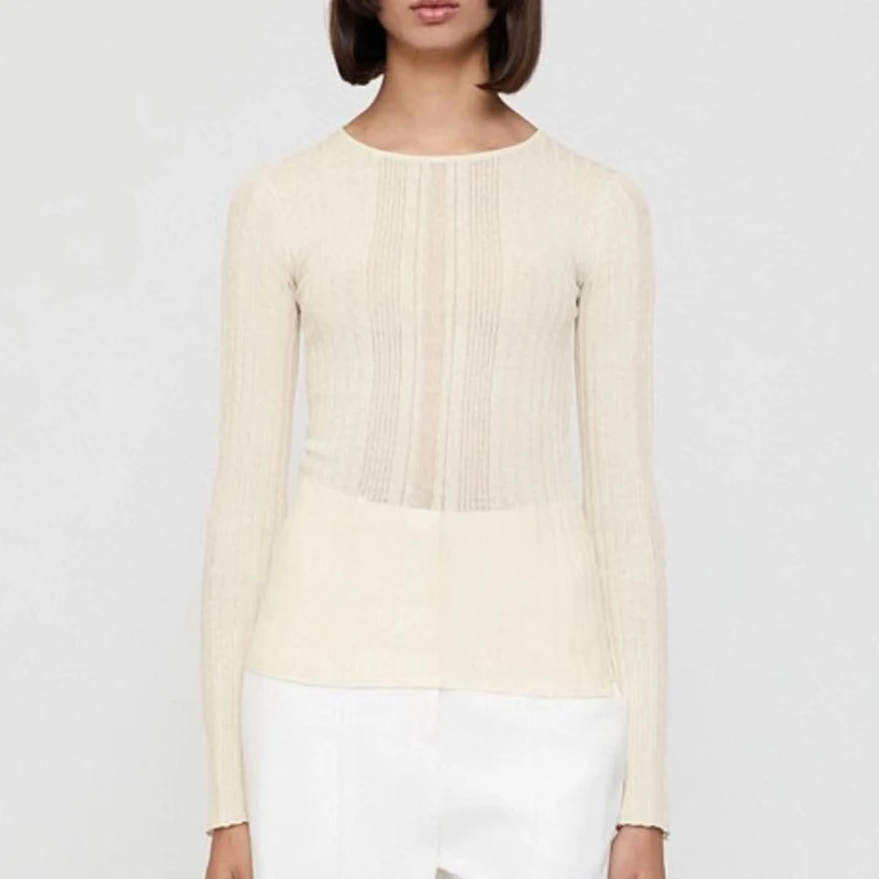 

Autumn and Winter Ladies Rib O-Neck Long Sleeve Knitwear 2022 New Women's Simple Slim Bottoming Pullover Female Sweater