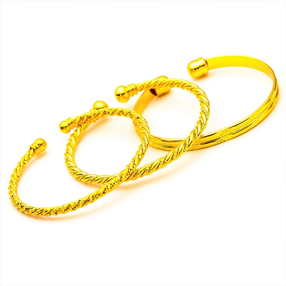 

Simple Style Womens Cuff Bangle Bracelet Twisted Carved 18k Yellow Gold Color Fashion Jewelry Gifts Open Bangles
