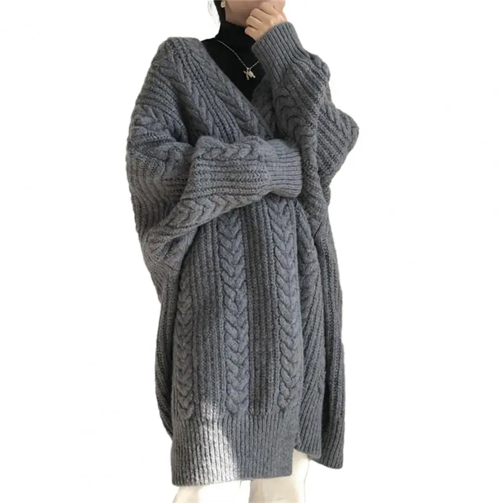 

Autumn Winter Sweater Coat Stylish Women's Twist Texture Sweater Coat Warm Open Front Outerwear Cardigan for Autumn Winter