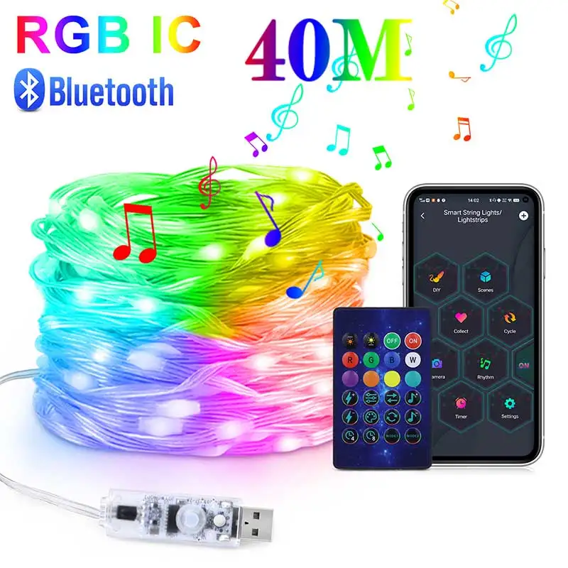 

RGBIC светодиодная лента Bluetooth 40м 5В
