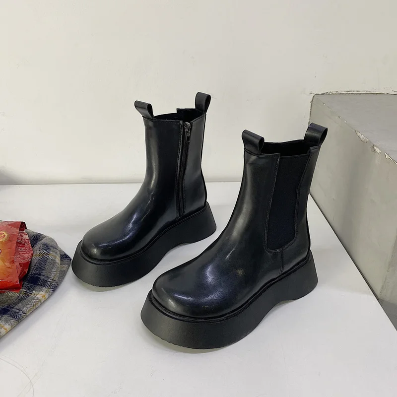

Ботинки Челси женские на платформе, роскошные полусапожки на массивной подошве, брендовые дизайнерские кожаные ботинки на толстом каблуке,...