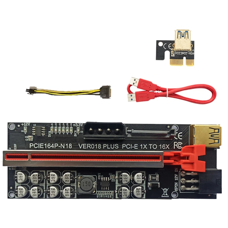 

VER018 PLUS PCI-E Riser Card PCI-E 1X To 16X USB3.0 60Cm Graphics Riser Card With 12 Solid Capacitors For Mining