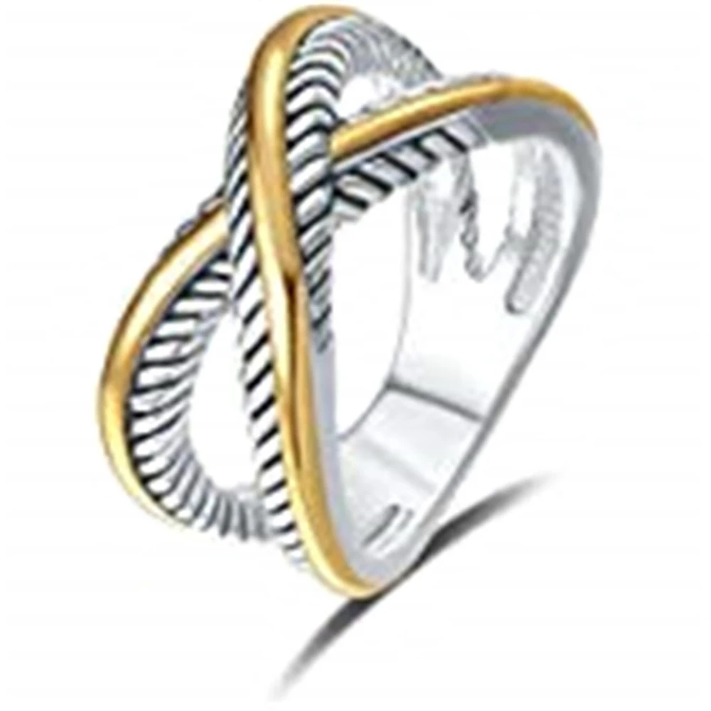 

Simple Cross Silver Color & Gold Color Mix Infinite Shape Women Finger Ring Gear Band Design Female Wedding Rings Jewelry