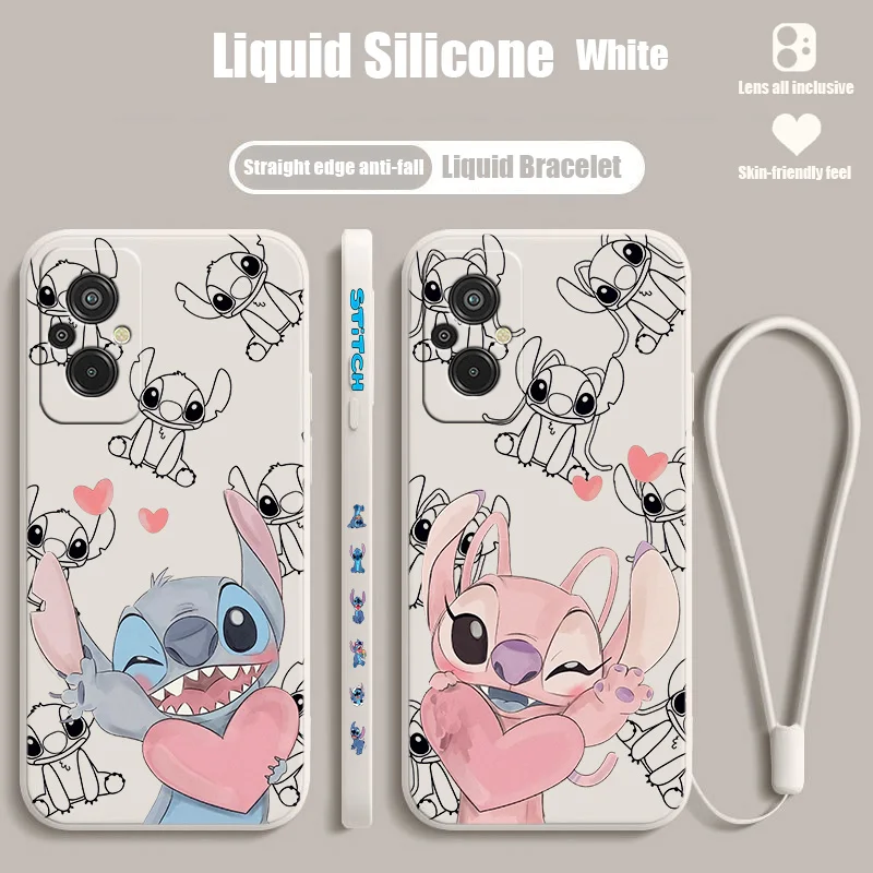 

Disney Stitch Love For Xiaomi Redmi K50G K40S 11 10C 10X 9T 9AT 9A 9C 8A 7 6A 5A A1 Liquid Left Rope Phone Case