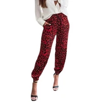 pencil pants leopard pockets autumn winter ankle tied slim fitting sweatpants for daily wear
