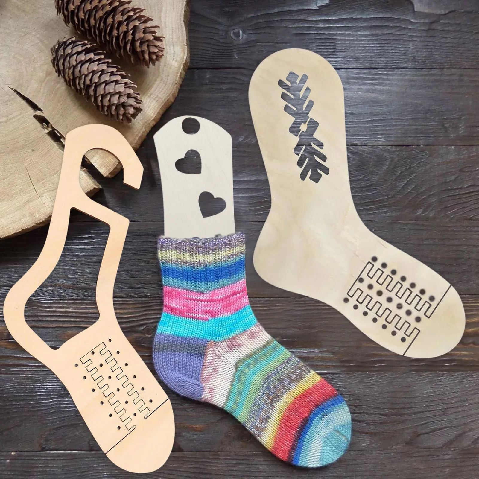 

2 Pcs Wooden Sock Blocker Stretchers Stocking Display Handmade Hand Knitting Mold Tool Weave Yarn Handicrafts Gift For Knitters