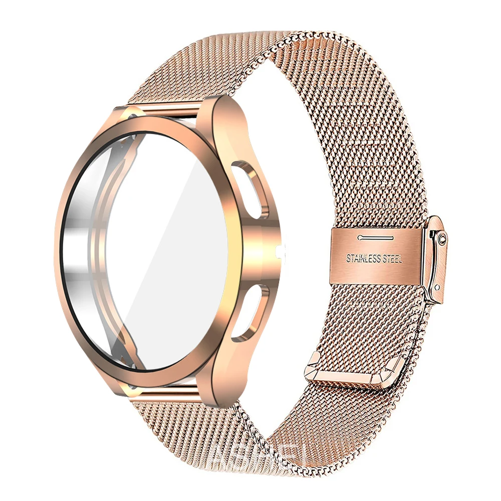 

Ремешок и чехол для Galaxy Watch 4 Classic 42 мм 46 мм, сетчатый Браслет из нержавеющей стали для Samsung Galaxy Watch 5pro 45 мм 4 5 40 мм 44 мм