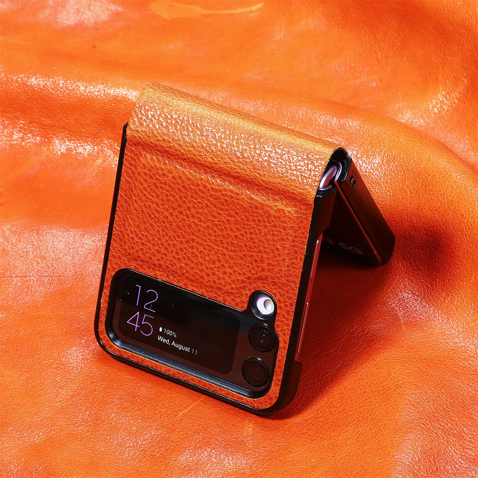 Cow Leather Phone Case For Samsung Z Flip 4 Luxury Shockproof Folding Screen Cover Drop Proof For Galaxy zFlip3