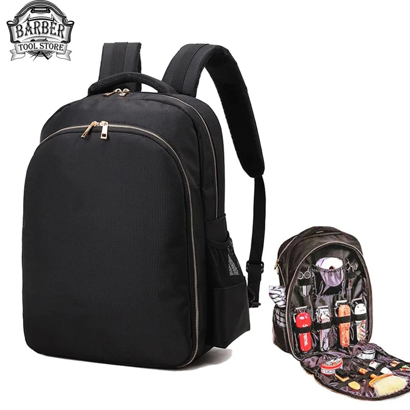 Black Barber Backpack Multi Function Professional Cosmetic Organizer Outdoor Travel Shoulders Bag Hairstylist Tools Storage Case