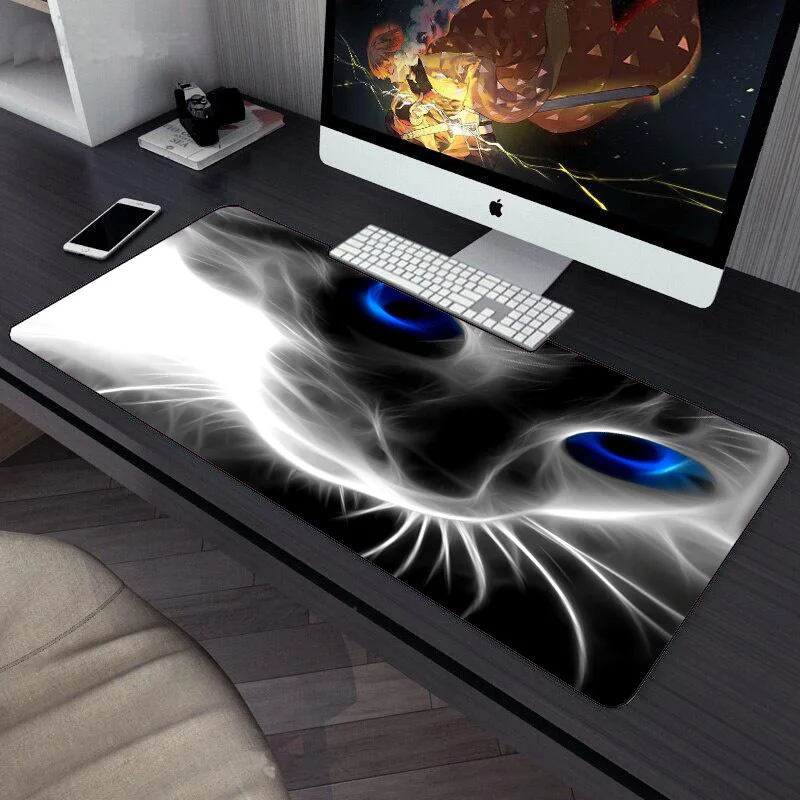 

Рекламный большой Настольный коврик для мыши с изображением милой головы кота для ноутбука, игровой коврик для клавиатуры и мыши, игровой ш...