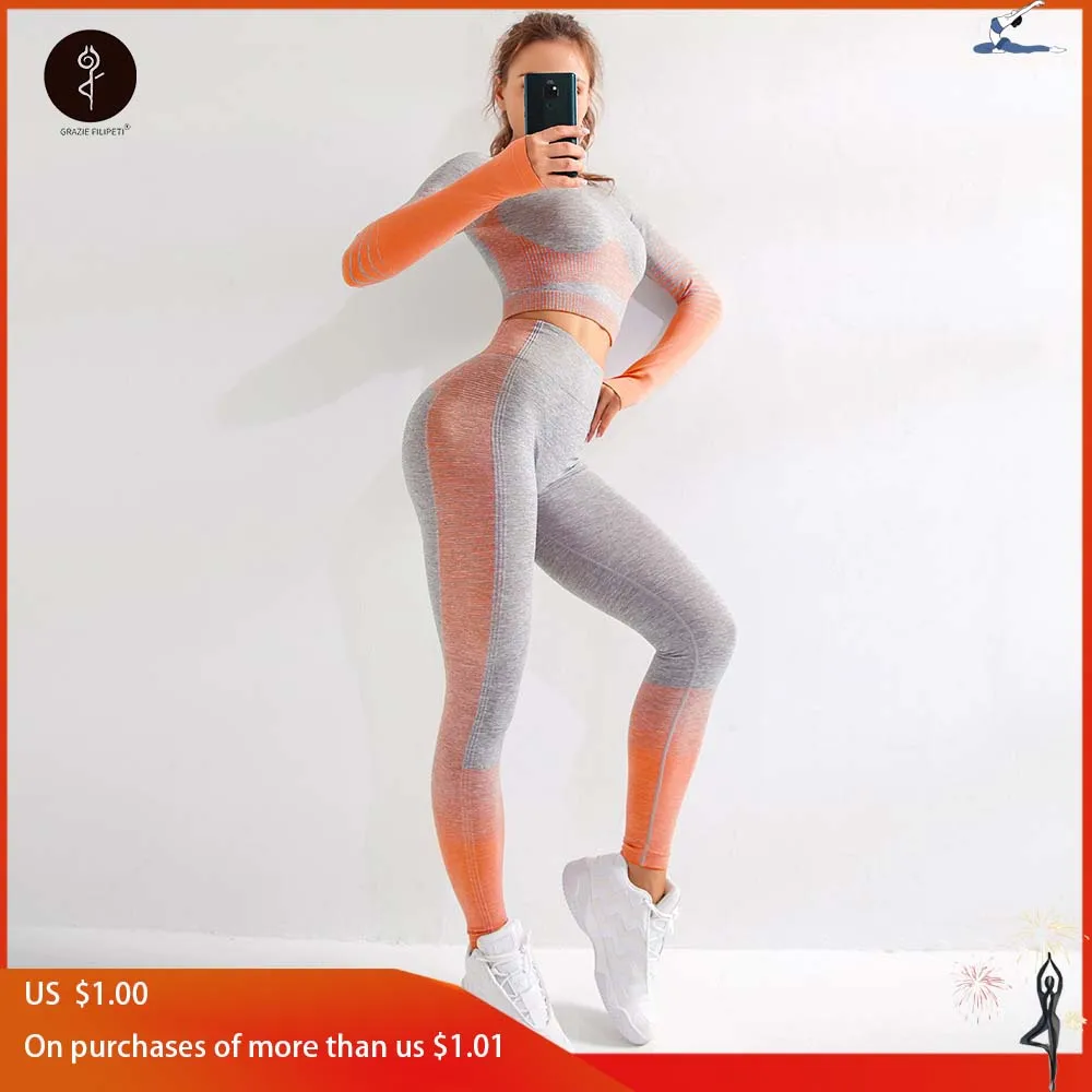 

спортивный костюм женск, костюм женский Женские леггинсы для тренировок в ритме, комплект из 2 предметов, укороченный топ и бюстгальтер без ...