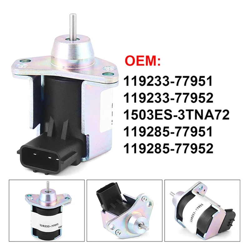 12В 119233 -77951 Стоп-электромагнитный клапан для двигателя Yanmar B30 и VIO20 -77952 119285