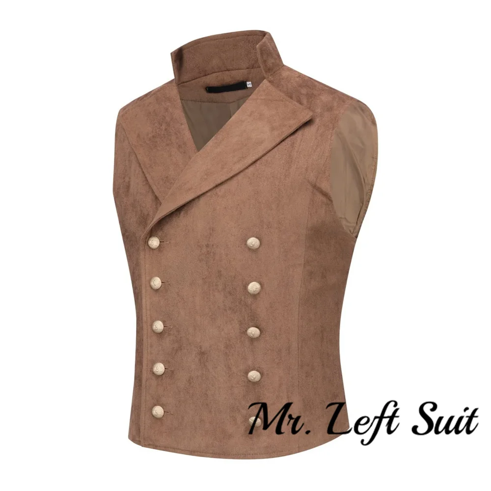 Мужской двубортный замшевый жилет в готическом стиле стимпанк для выпускного