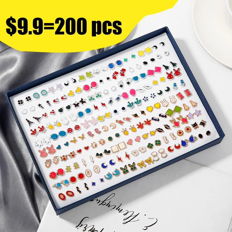 100 пар серег для женщин винтажные серьги в форме животных стиле панк с кубическим