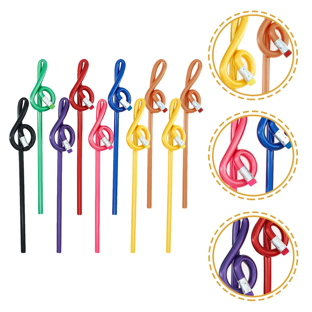 

10Pcs Smooth Writing Pencils Creative Musical Note Pencils with Erasers Portable Kids Painting Pencils