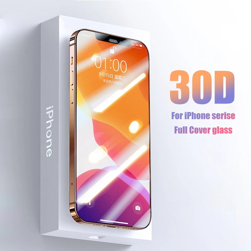 

Защитное закаленное стекло 30D для iphone 12 11 Pro X XR XS Max, стекло для iPhone 13, Защита экрана для iPhone 12 11 Pro Xs Max