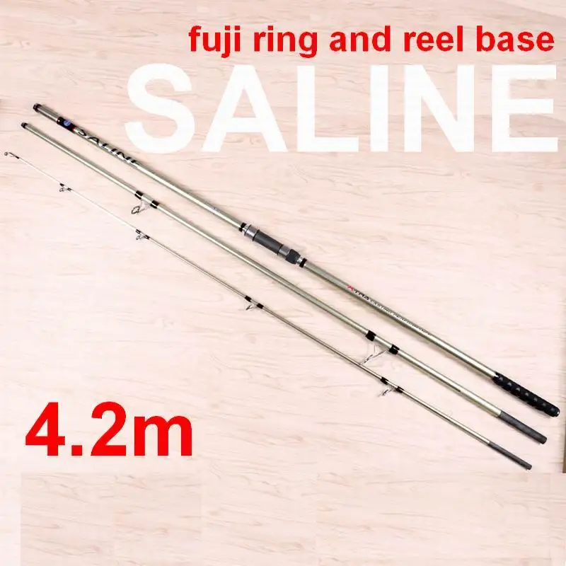 ZZ11 Gold SALINE FUJI KW Ring Reel Seat 5000g Carbonfiber SurfCasting Surf Casting Fishing Rod 4.2M 523g Bait 100-250g