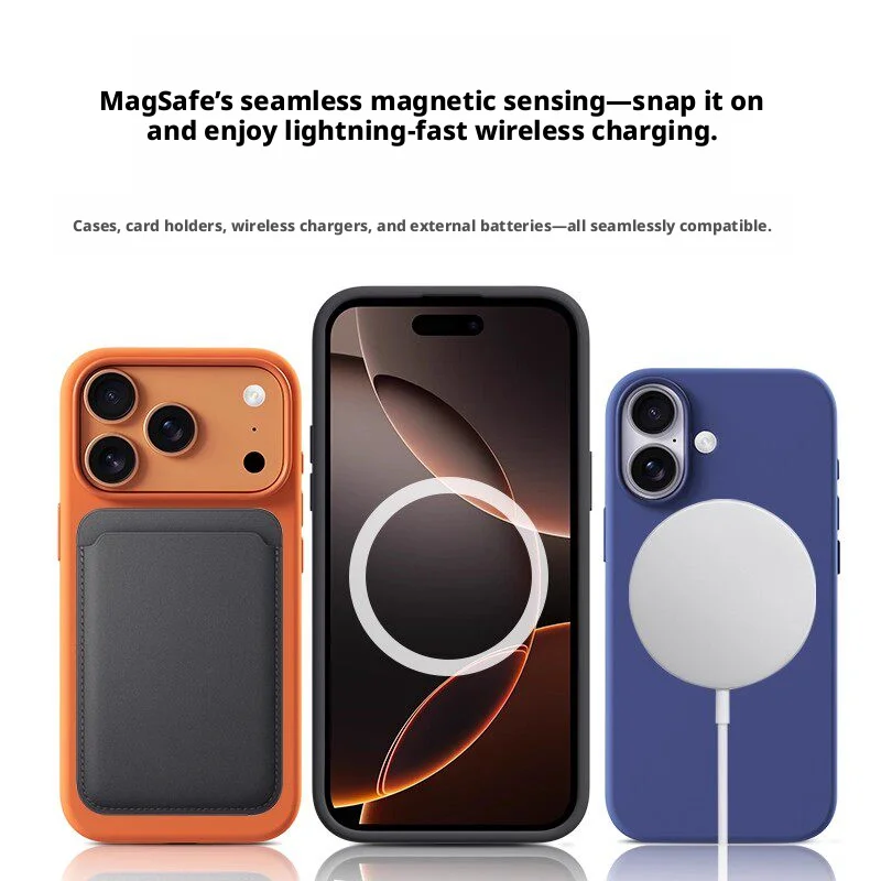 Фото Жидкий силиконовый чехол для iPhone 17 Pro Max 16 15 Plus 14 13 12 Mini с поддержкой MagSafe, ударопрочный, в коробке, мягкий чехол №3