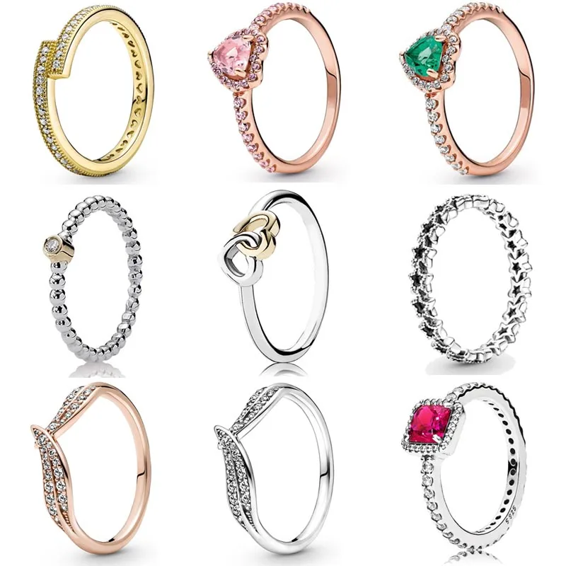 

Новинка, серебряное кольцо-Пандора, поднятое сердце, листья, полоса асимметричных звезд, невременное элегантное кольцо для женщин, ювелирны...