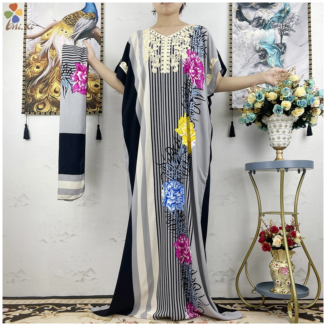 

2022 Sell Hot Short Sleeve 2 Pieces Abaya Kaftan Maxi Floral Dress Casual Dresses Fashion Party Dresses African Vestidos