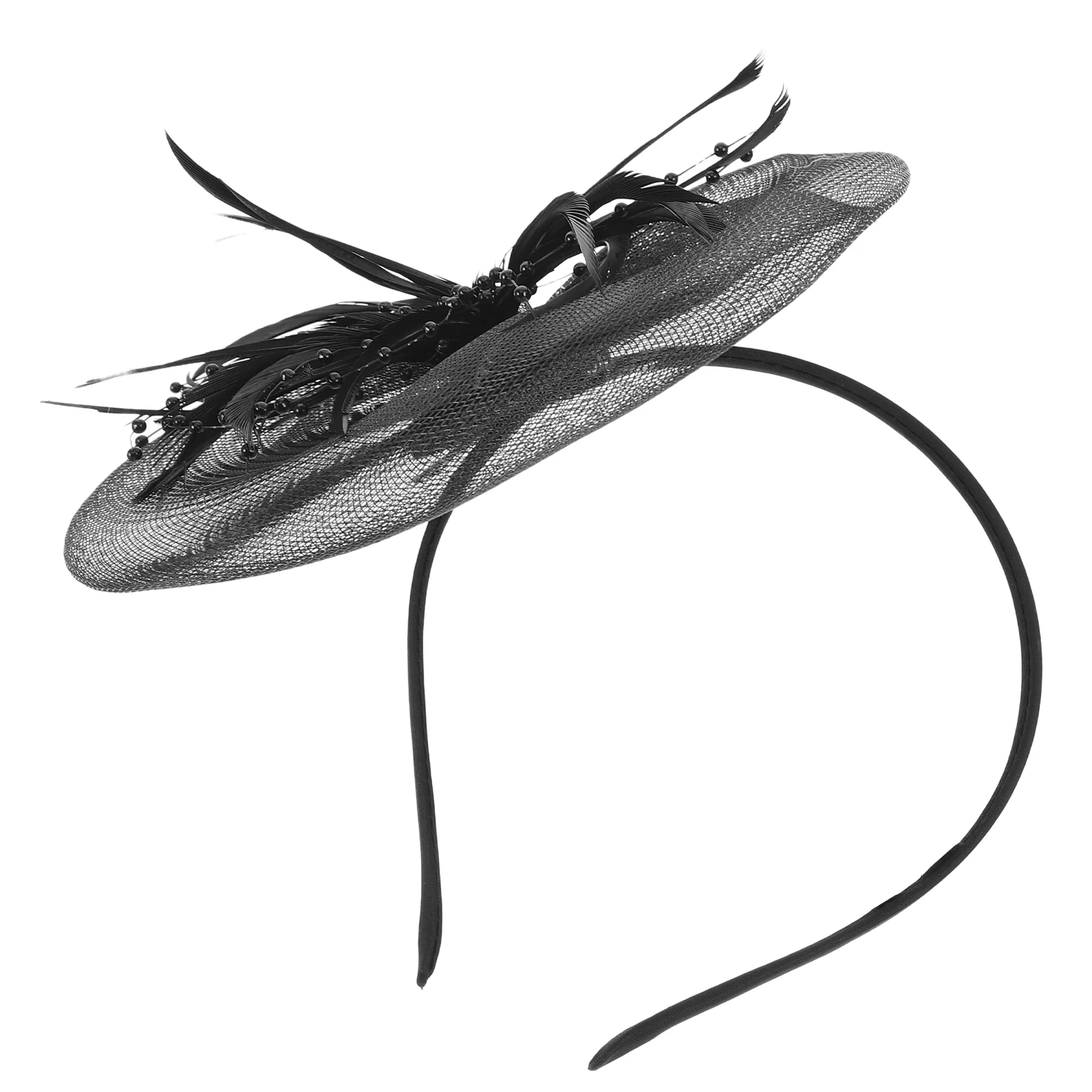 Сетчатая повязка на голову с перьями аксессуары для волос плетение страз белый