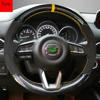hand stitched leather suede carbon fibre car steering wheel cover for mazda 36 cx 5 cx 4 interior accessories