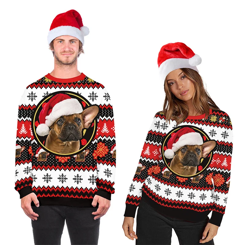 

Рождественский свитер для пар для женщин, Свитшот оверсайз для мужчин и женщин, джемпер на Рождество для мужчин и женщин, джемпер с мультяшн...