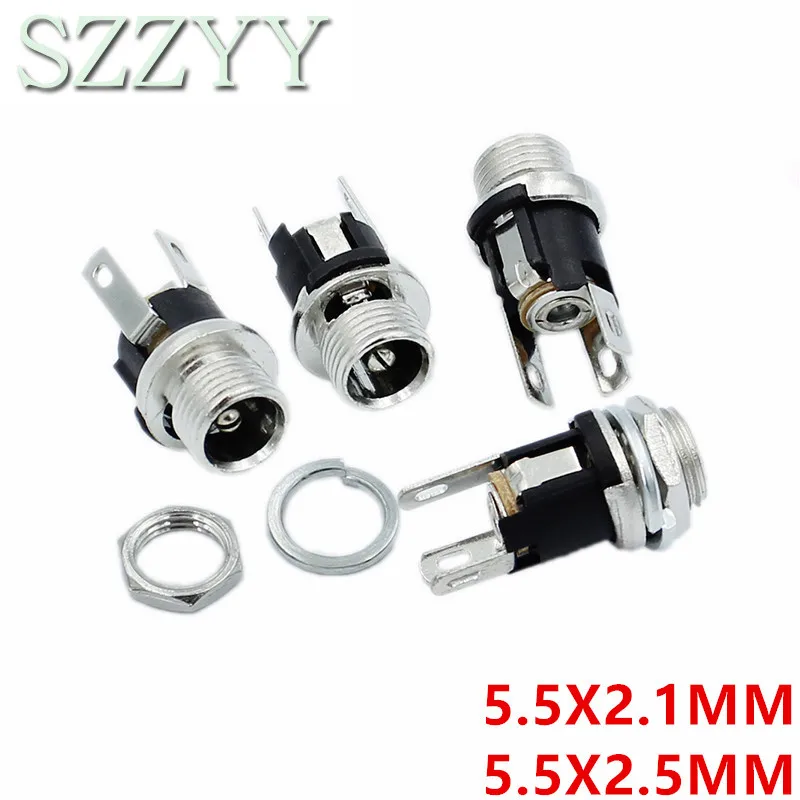 

10pcs 5.5x2.1mm 5.5x2.5mm DC Socket With Nut DC Power Jack Socket Female Panel Mount Connector DC025 DC-025