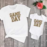 game day leopard matching family outfits game day tshirts print mother daughter 2022 football mommy and me clothes