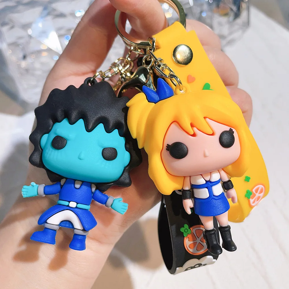 

Cute Anime Fairy Tail Keychain Natsu Gray Lucy Erza Car Keychains Women Men Magic Pendant Friends Couples Bag Charm Keyring Doll