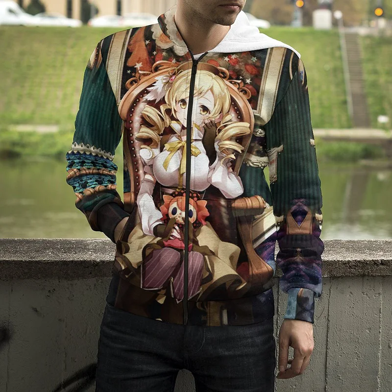 

New Anime Madoka Magica 3D Print Women Zip Hoodie Harajuku Cool Long Sleeve Boy Girl Kids Spring Cartoon Fashion Zip Up Hoodie