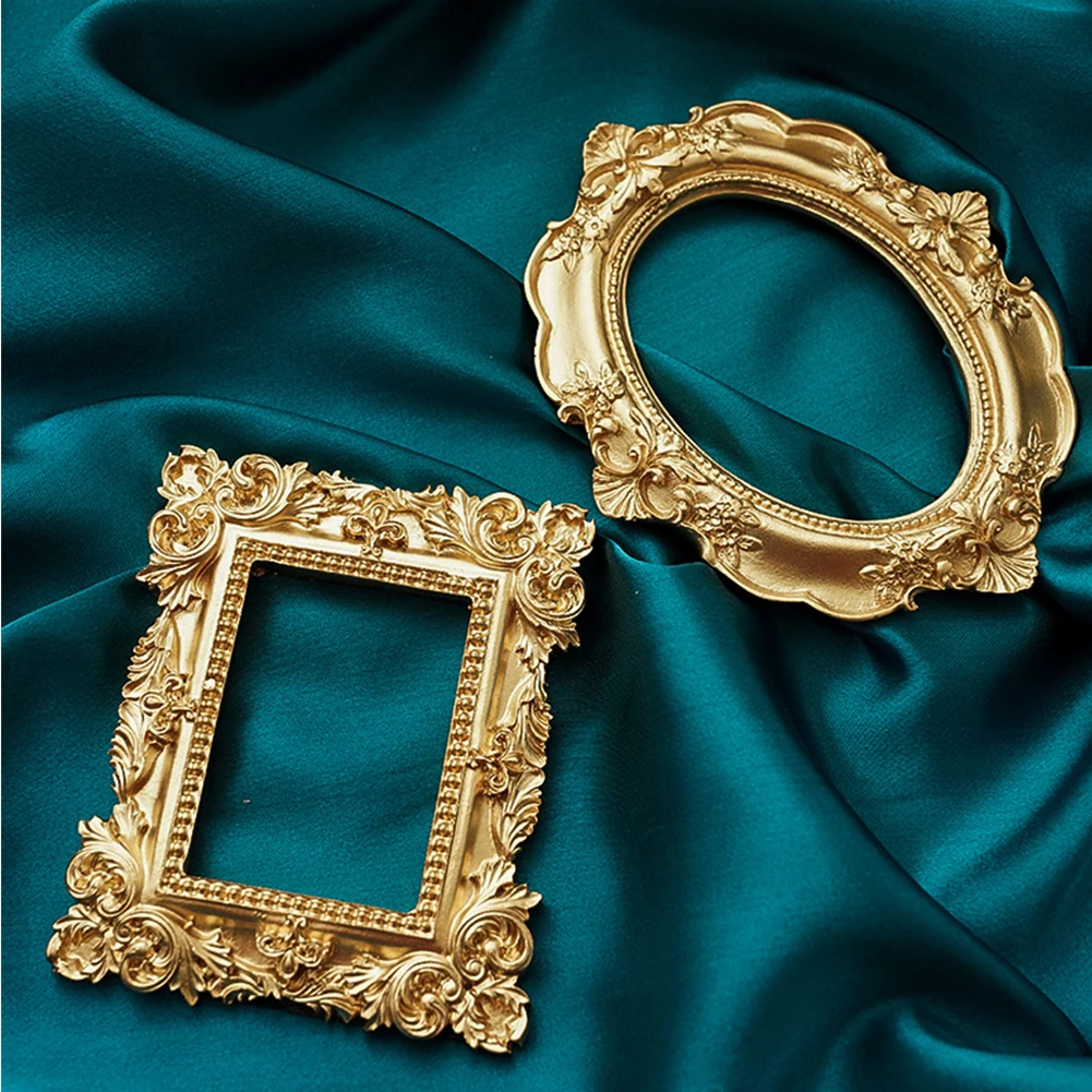 Golden Vintage Photo Frame Photography Backdrop Props Still Life Shoot Studio Decoration for Jewelry Ring Earrings Fotografia