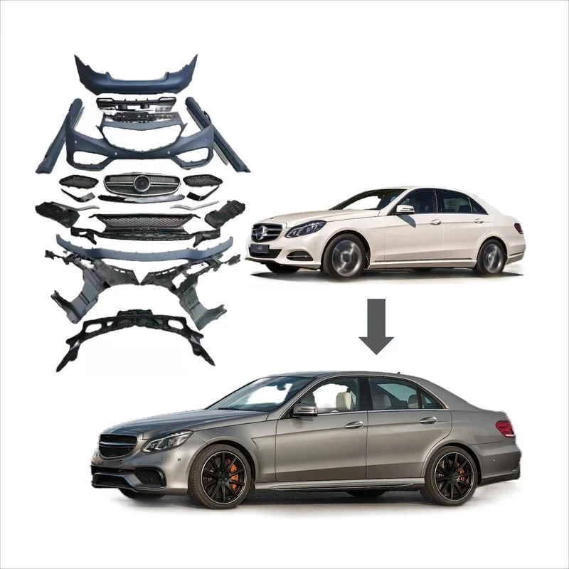 Фото Комплект обвеса E63 для Mercedes-Benz E-класса W212 (2014-2016): передний бампер, решетка радиатора, диффузор, боковые пороги из полипропилена №3