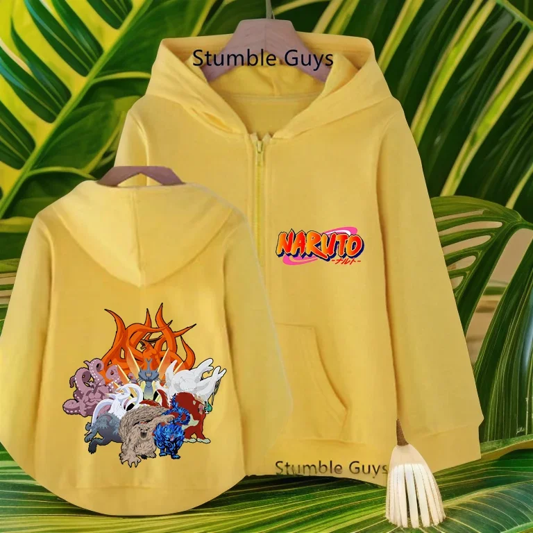 Новинка Детская толстовка с капюшоном на молнии аниме-принтом Какаси и длинными