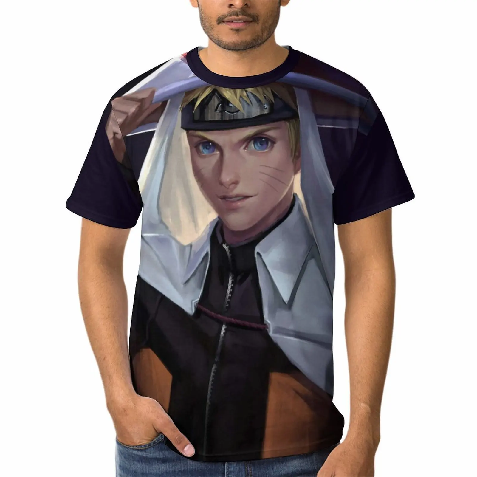 

Мужские футболки Bandai, базовая футболка удзумаки, футболка с рисунком из мультфильма манга и аниме, футболка из полиэстера с графическим рис...