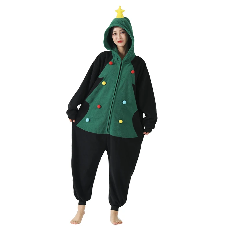 

New Christmas Tree Pajamas For Adults Kigurumi Women Onesie Cosplay Costume Sleepwear Christmas One-Piece Pijama Halloween Gift