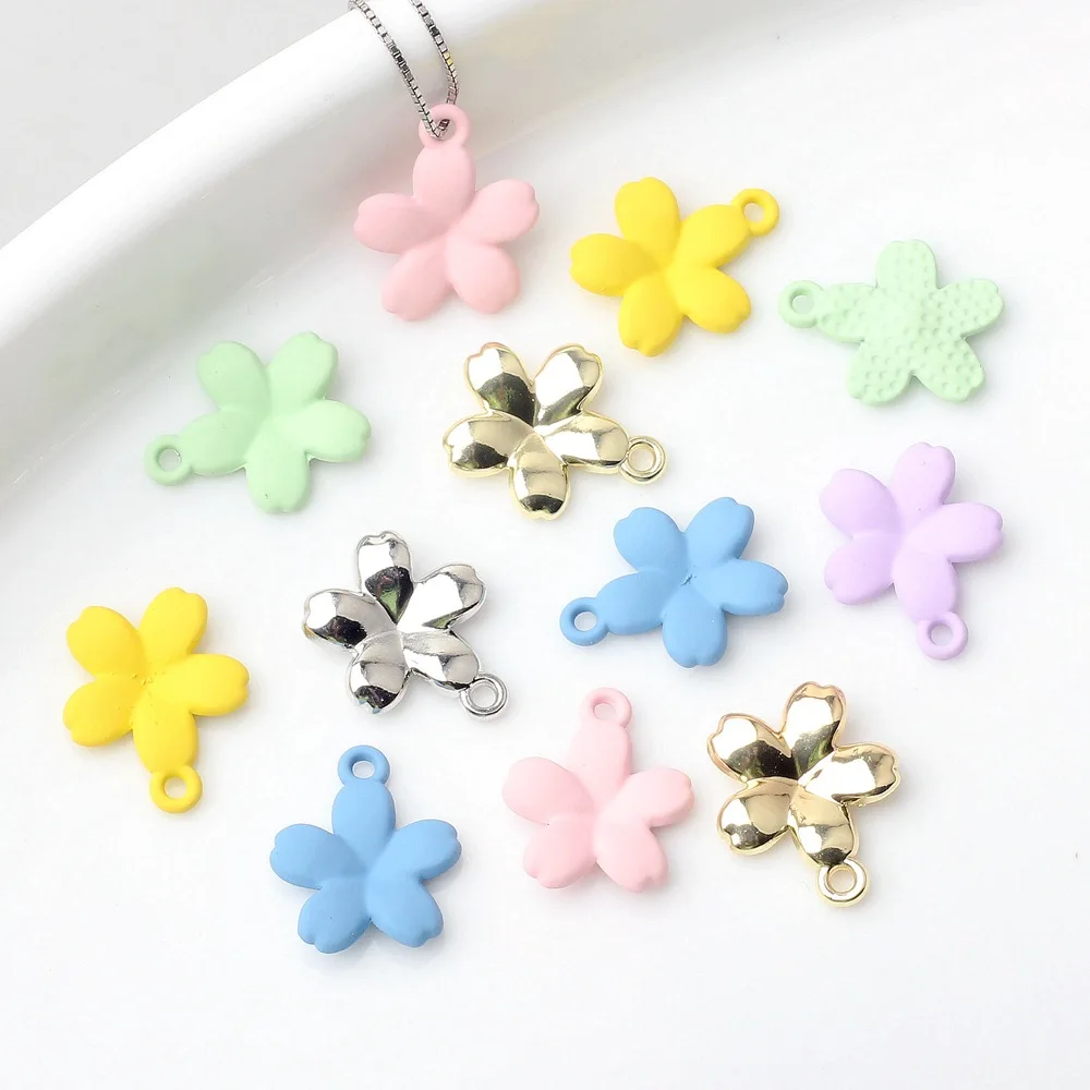 

10PCS Zinc Alloy Color Spray-Painted Cherry Blossom Pendant For Earrings Necklace Handmade Materials Diy Jewelry Accessories