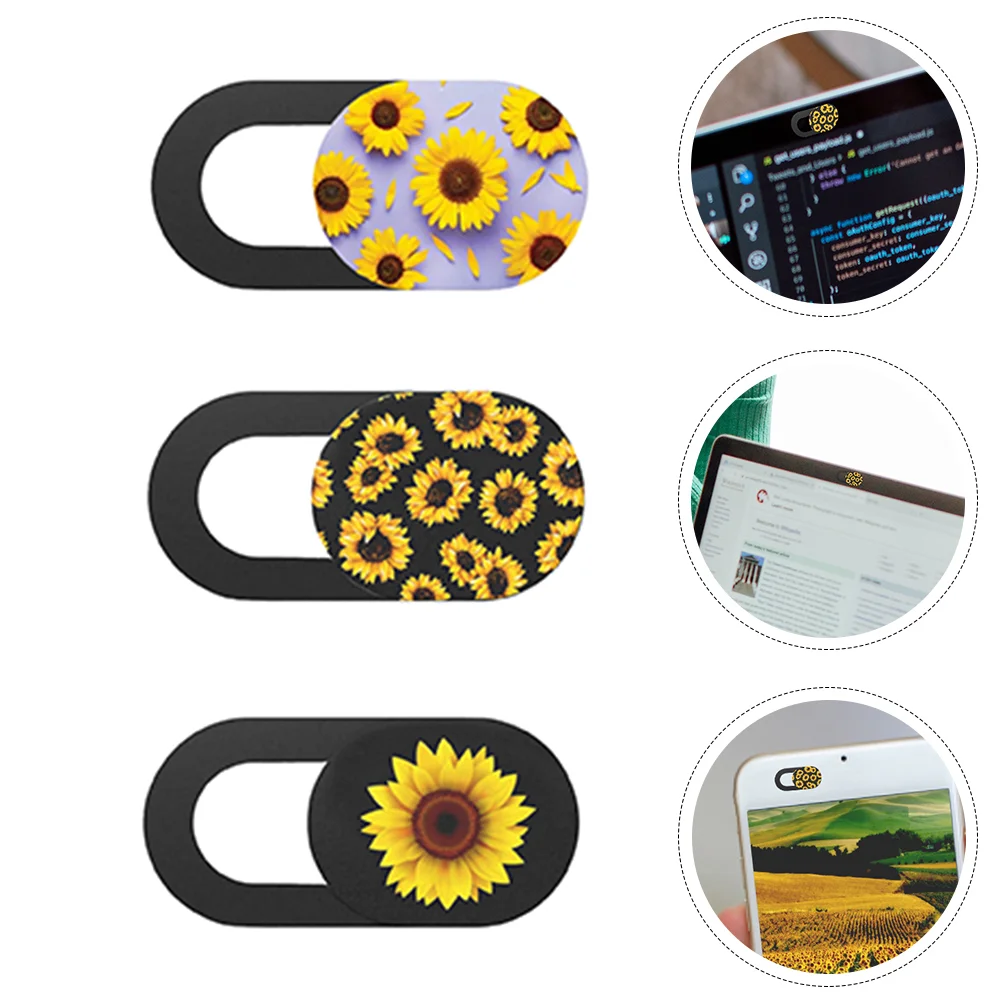 

Cover Camera Webcam Lens Slide Lid Tablet Privacy Laptop Computer Slider Cartoon Sunflower Printed Plastic Web Desktop