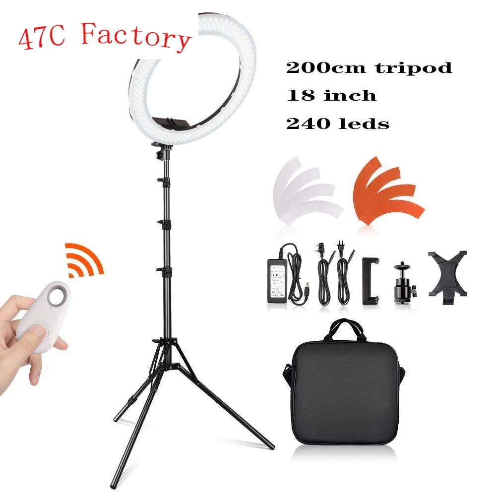 

LED Tik Tok Ring Light Cell Phone Holder Youtube Live Streaming Selfie 18 Inch Ring Light With Tripod Stand Led Circle Light