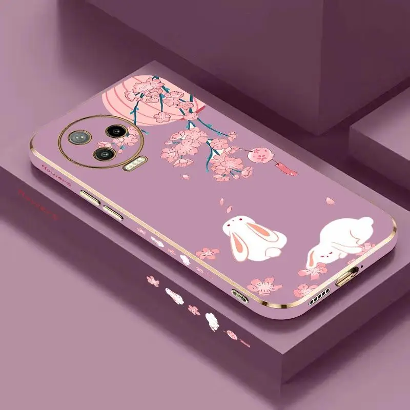 

Peach Bunny Luxury Plating Phone Case Infinix Note 12pro 12 11Pro 11 10 Pro 10 Hot 11S 12 12 Play 10 Play Cover