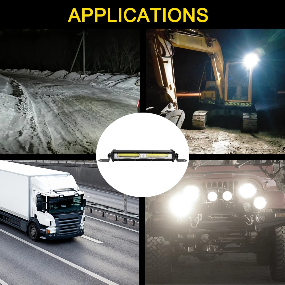 Супер Яркий Светодиодный Автомобильный Рабочий Фонарь 12 В 6500 К Однорядный Прямой