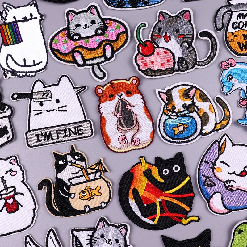 

Animal Cat Embroidery Patch On Clothes Dinosaur Embroidered Patches Letter Music Patch For Clothing Thermoadhesive Patches Badge