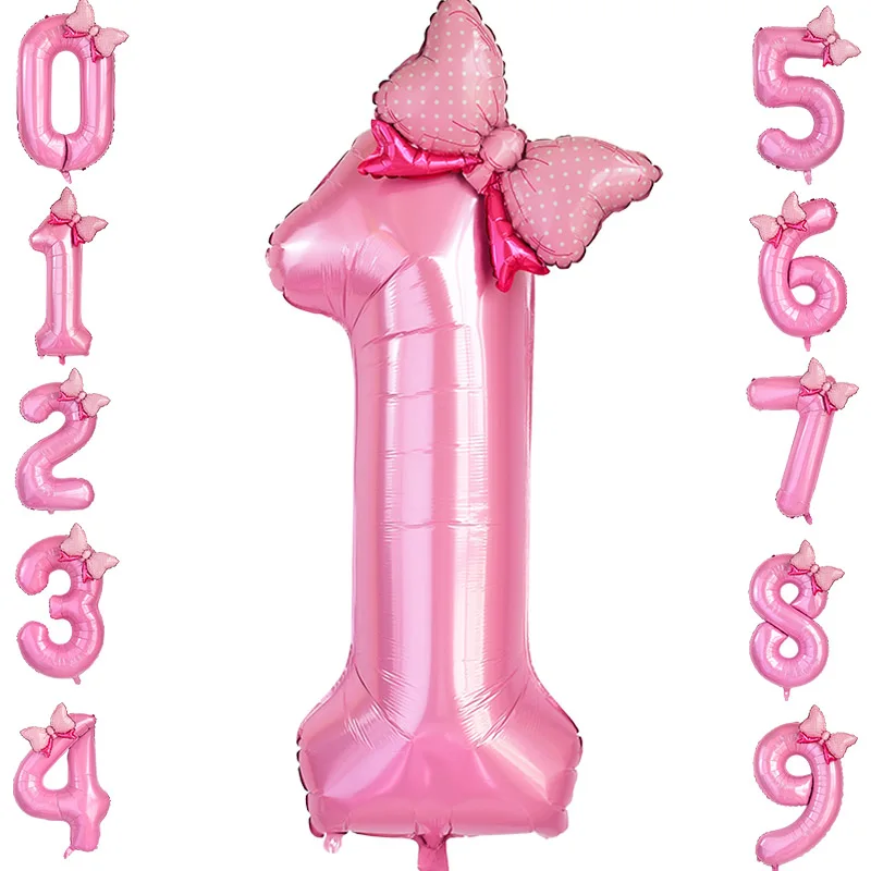 2 шт./компл. большие 40-дюймовые воздушные шары с номером розовый бант цифровой