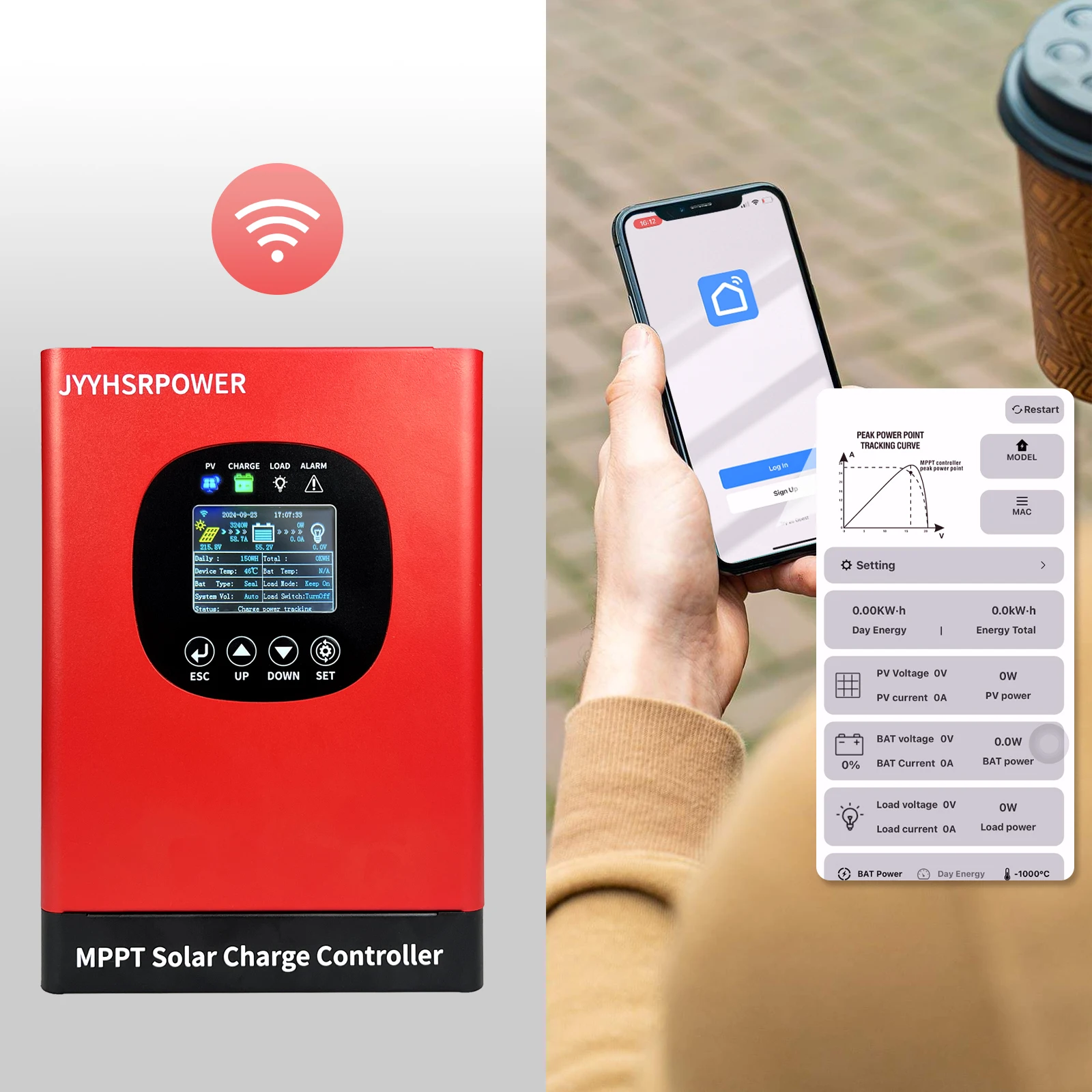 Контроллер заряда солнечной панели со встроенным устройством WIFI 12V 24V 48V 60V 72V 96V