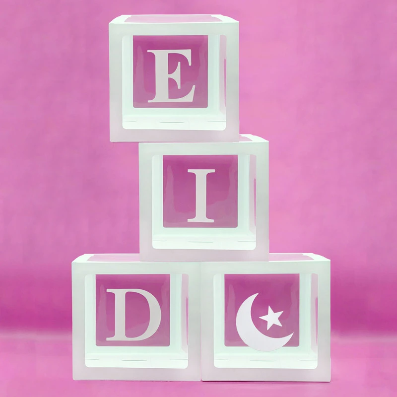 

Transparent Box Eid Mubarak Letter Balloon Box Ramadan Kareem Baby Shower Muslim Islamic Party Decor Ramadan Decoration for Home