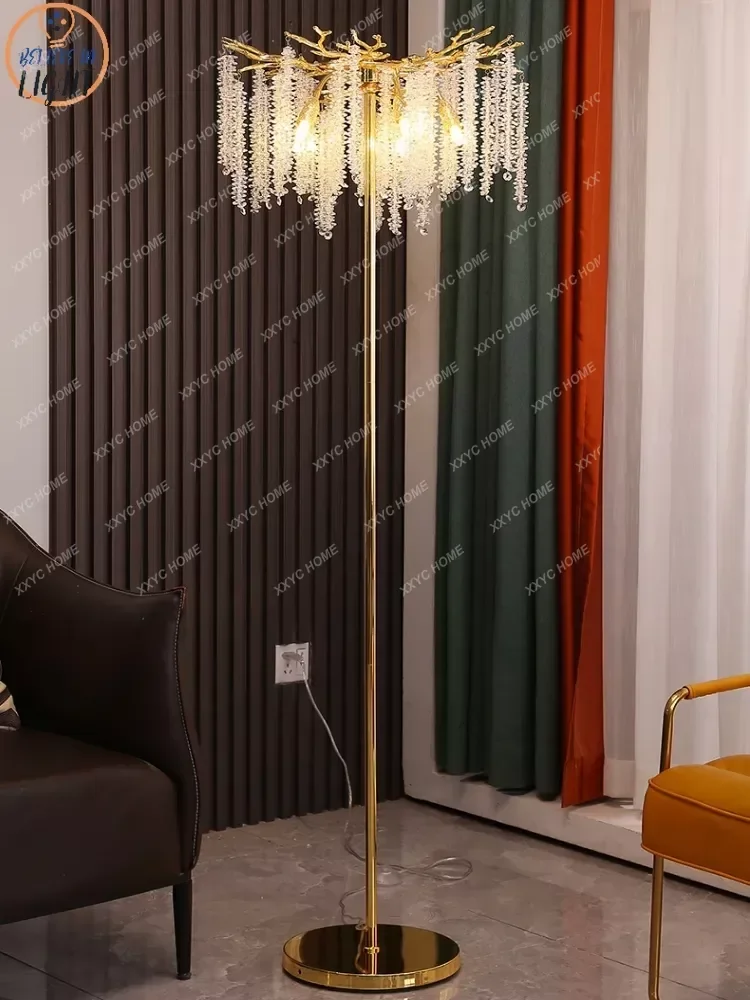 

Nordic Luxury Crystal Floor Lamp Indoor Gold LED Living Room Bedroom Decor Stand Lighting Modern Floor Lamps 2023 New Design
