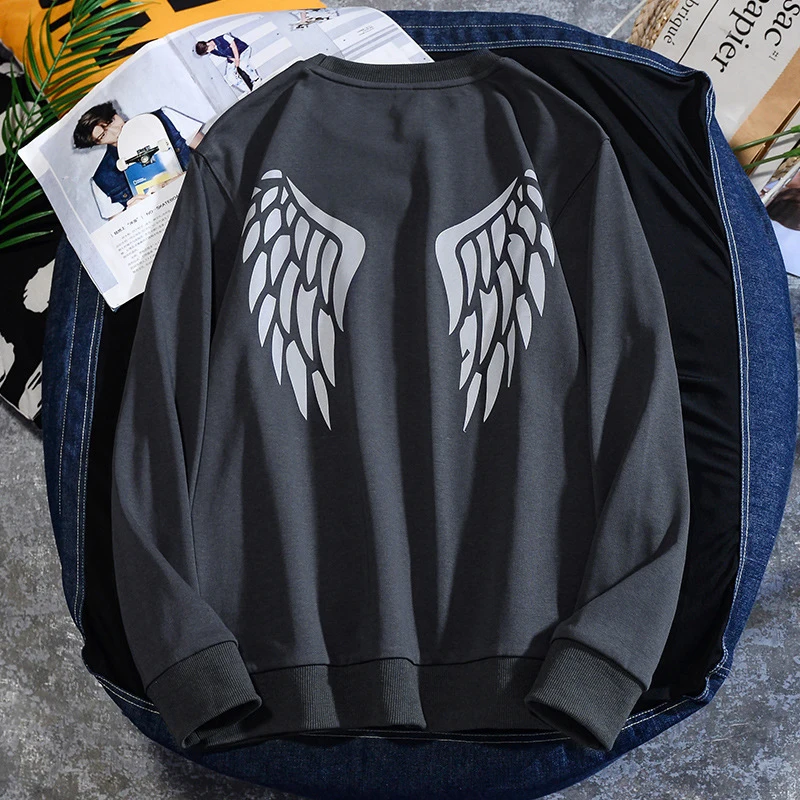 Толстовка в стиле Харадзюку уличная одежда оверсайз со светоотражающими