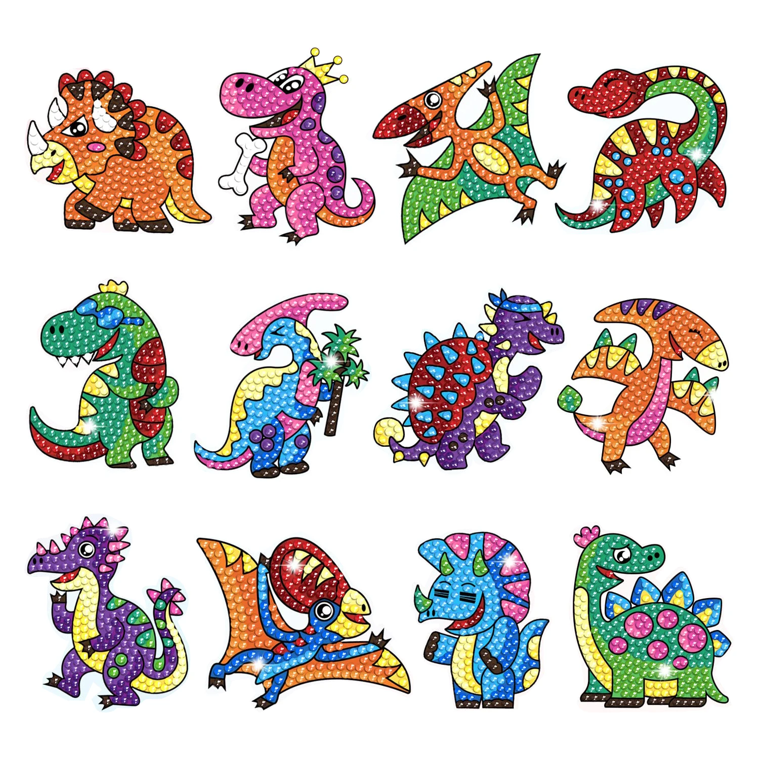 

Diamond Painting Stickers Kit for Children Kids Gift DIY Art Craft Cartoon Animal Dinosaur Sticker Diamond Painting by Numbers